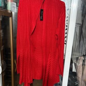 Vibrant Red Women's Cardigan Sweater